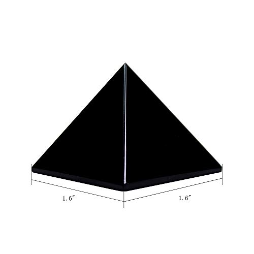 Image of Runyangshi Natural Black Obsidian Crystal Pyramid Energy Generator | 1.6x1.6in (4x4cm) Healing Crystal Pyramid for Protection & Positive Energy | Natural Quartz for Chakra Reiki Home Decor