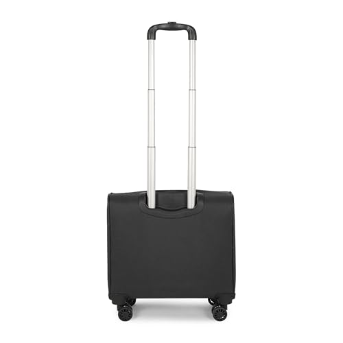 Image of SWISS MILITARY Parker Pro 48L Laptop Overnighter Trolley Bag 15.6 inch Business Cabin Luggage with 360 Degree Wheels Aluminium Trolley Utility Pockets Office Commutes Business Trips Airport Travel-Black