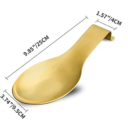 BETTWILL Stainless Steel Gold Spoon Rest for Kitchen Counter, Spoon Holder for Stove Top, Spatula Rest, Gold Cooking Utensil, Gold Kitchen Accessories (GOLD 2PCS),Christmas Gift