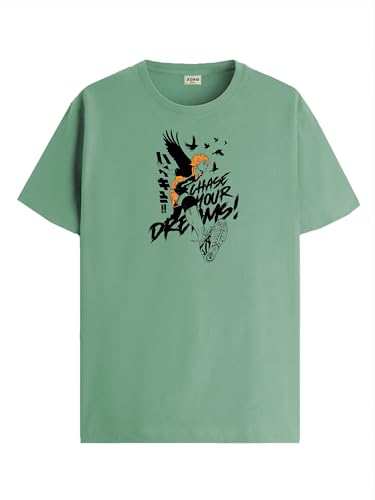 Image of ADRO Men's Cotton Comfort Fit Anime T Shirt - Premium Printed Haikyuu Tshirt - Perfect for Haikyuu Fans Print and Comfortable Fit T-Shirt