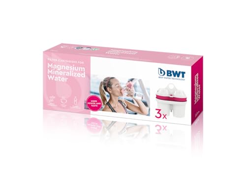 BWT Magnesium Mineralized Water Filter, 3-Pack - Long Life Mg2+ Cartridge for Water Filters, 3x120L Capacity, Maximum Protection for Espresso Machines