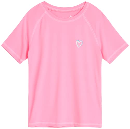 Image of Pink Platinum Girls Swim Shirt - Lightweight Quick Dry Short Sleeve Rash Guard for Girls, Swim Top w /UPF 50+ Sun Protection