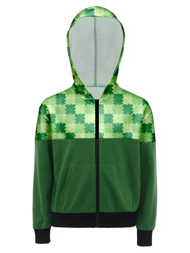 Yruioon Niños Cierre Cremallera Vestirse Elegante Para Una Fiesta Sudadera Parte Superior Con Capucha Festival A Verde 9-10 años