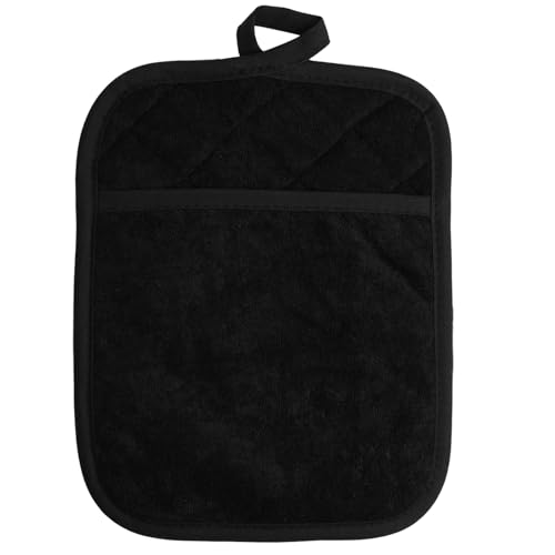 18 x 23 cm Presine Con Tasca Set di 2 Presine Nere In Cotone Resistente Al Calore Sottobicchiere, Protezione per Piatti e Pentole Calde