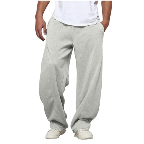 Men's Athletic Baggy Pants Elastic Waist Drawstring Wide Leg Casual Loose Joggers Sweatpants with Pockets, S-XL