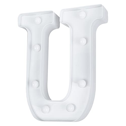 Image of Restaurantware Illumify 7.1 x 1.2 x 8.7 Inch Light Up Letter 1 Durable Marquee LED Light - Letter U Touchproof White Plastic Party Light Keyhole Slot For Parties Weddings Or Special Events