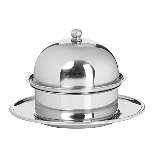 Zap Impex Stainless Steel Butter Dish with Lid Round Shape, Silver - Image 4