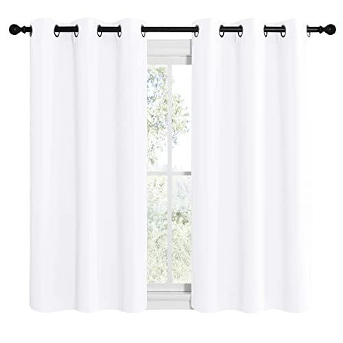 Image of NICETOWN White Window Curtain Panels 50 inch Length, 50% Light Blocking Curtains for Bedroom & Dining Room Window (Set of 2, 42 inches x 50 inches)