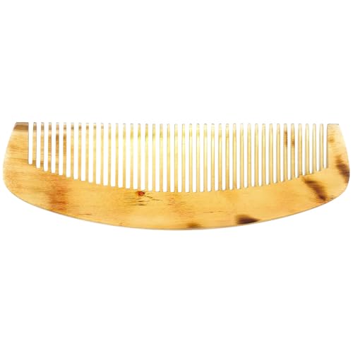 FUNNETOYU Peine de Cuerno Natural Antiestático para Masaje y Alisado del Cabello Grueso, Rizado y Largo para Mujer de 14cm, Herramienta Portátil Color Aleatorio