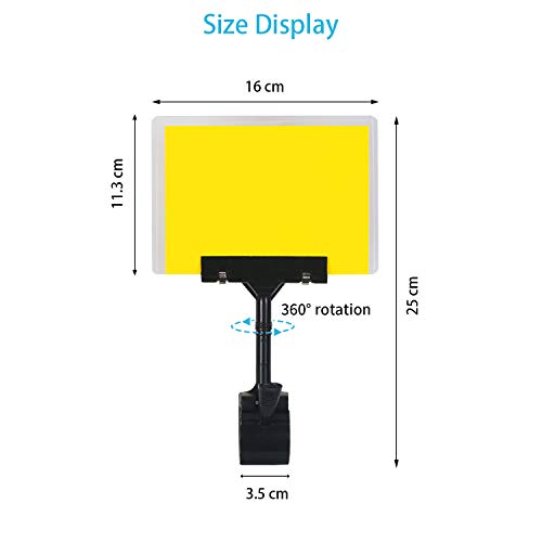5 Pcs POP Adjustable Plastic Sign Holder,Clip-on Style Double Head Display Clips Rotating Reuse Sign Price Tag Merchandise Sign Display Clip Holder for Business,Store,Supermarket,Office,Exhibition (A)