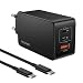 Produktbild 65W USB C GaN Ladegerät,TECKNET 3-Port mit Ladekabel Schnellladegerät PD3.0/QC4.0 mehrfach Netzteil ladestation ladegeraet Power Charger Adapter mit iPhone,ipad,MacBook,Samsung