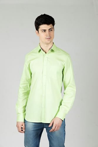 Image of Men's Smart Casual Shirt | Slim Fit | 100% Cotton | Oxford Weave | Office Shirt | Button Down | Striped Trimming Inside Cuff and Collar | Best Shirts for Men