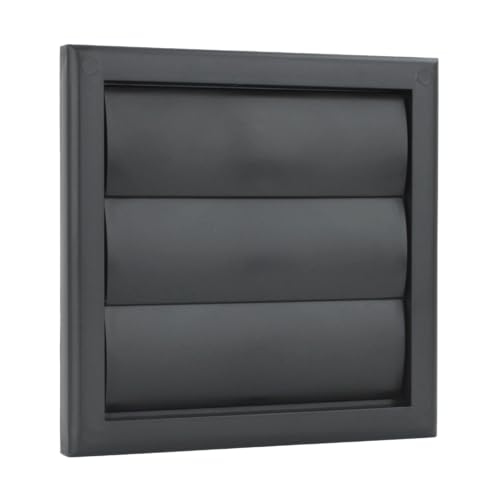 Vents 100mm Black External Gravity Vent Grille 155x155mm Diameter Outside Wall Cover for Extractor Fans Bathroom & Tumble Dryer
