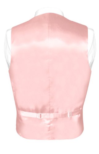 Men's SILK Dress Vest & Bow Tie Solid LIGHT PINK Color BowTie Set2
