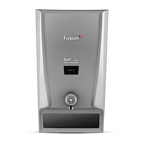 Livpure Bolt+ Copper with 80% Water Savings, Copper+RO+In-Tank UV+Mineraliser+, 7 L tank, Water Purifier for home, (Grey) Suitable for Municipal, Tanker, Borewell water view 1