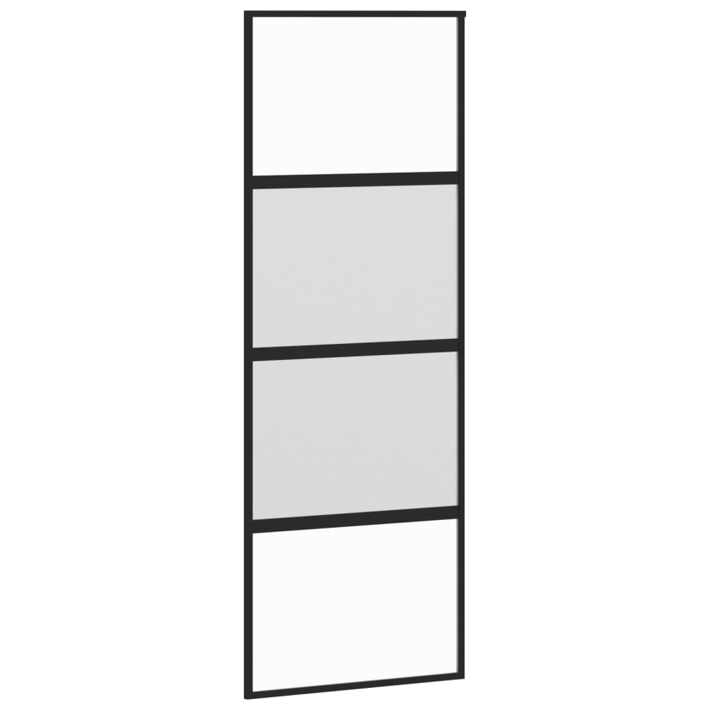 vidaXL Puerta Corredera, Puerta Corrediza, Panel de Privacidad, Puerta Decorativa para Granero Hogar, Vidrio Templado y Aluminio Negra