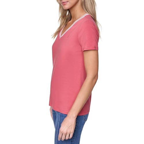Image of Nautica Women's Solid V-Neck Short Sleeve T-Shirt Shirt