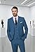 SPTALLFITJSV Dusty Blue 3 PCS Suit Classic Fit Men's Suit Elegant Formal Suits for Men Big Men Tuxedo Cotton Dusty Blue Colored 3 Piece Suits 2XL