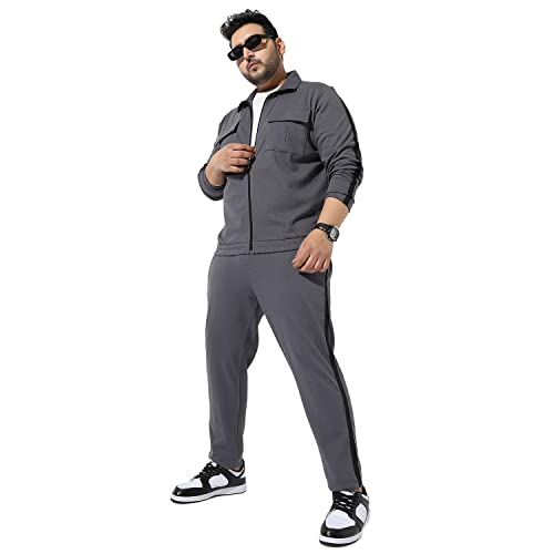 Image of Instafab Plus Men's Solid Blue Co-Ords Set For Casual Wear Regular Fit Cotton Blend Fabric Stretchable Clothing Set Crafted With Comfort Fit & High Performance For Everyday Wear