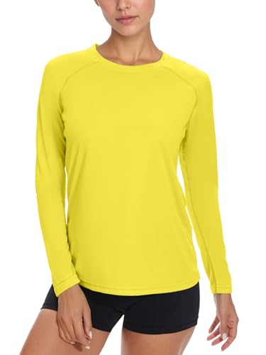 Image of NEYOUQE Summer Tops Workout Tops for Women UK Long Sleeve Running Top Womens Yellow Tshirt Yellow XL