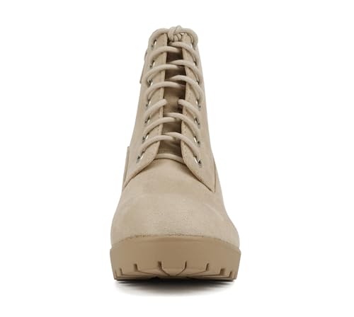 Image of Soda Second Lug Sole Chunky Heel Combat Ankle Bootie Lace up w /Side Zipper