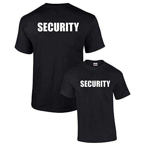 Security Short Sleeve T-Shirt Printed On Both Sides Police Patrol Mall Event Staff Uniform Concert Stadium Game-Black-L
