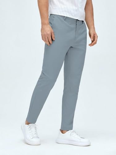 Image of AVANOVA Men's Classic Dress Pants with Side Pockets | Solid Tapered Suit Trousers, Business Formal Office Wear Regular Fit Pants, Stretchable Blend Slim Carrot Fit (Trouser 255)