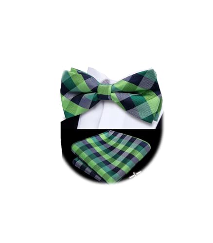 Image of Dubulle Mens Paisley Striped Bowtie Set Pre-tied Bowtie for Men and Pocket Square Set Wedding Business