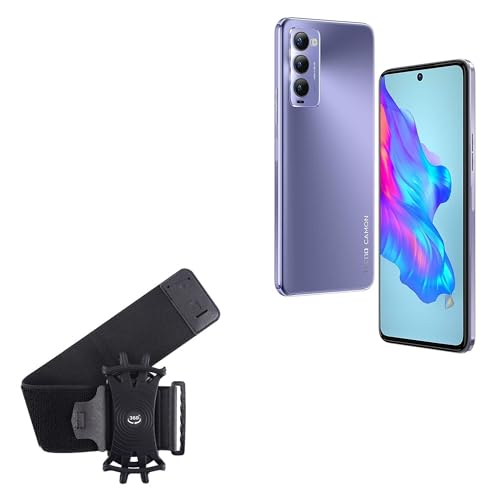 BoxWave Holster Compatible with Tecno Camon 18 - ActiveStretch Sport Armband, Adjustable Armband for Workout and Running - Jet Black