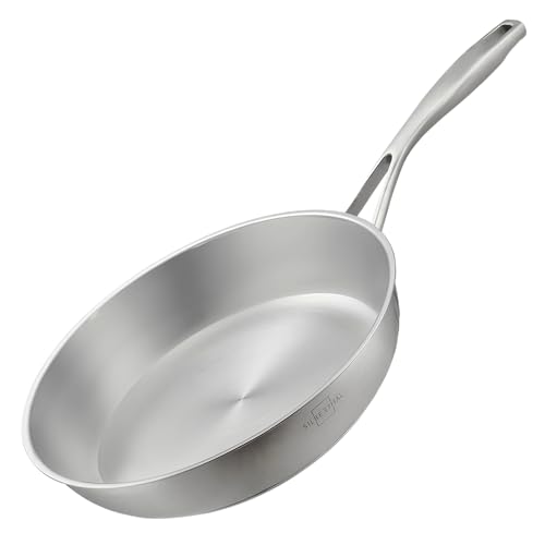 SILBERTHAL Sartén acero inoxidable 28 cm - Tiple fondo - Inducción gas y horno max 400ºC - Sin antiadherente