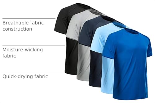 Image of Workout Shirts for Men Short Sleeve Quick Dry Gym T Shirt