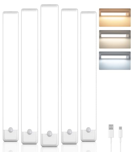 YLXS 5-Pack Motion Sensor Under Cabinet Light, 3CCT, 15.7 inch