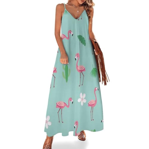 Robe maxi flamant rose fleur pour vos vacances à la plage