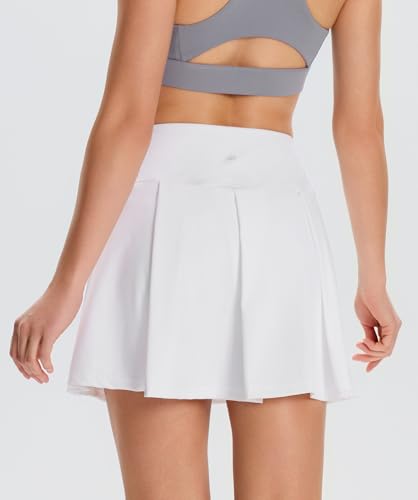Yogipace Women's 15.5" Pleated Tennis Skirt with Pockets Athletic Skort with Built-in Shorts Pickleball Golf Running UPF 50+2