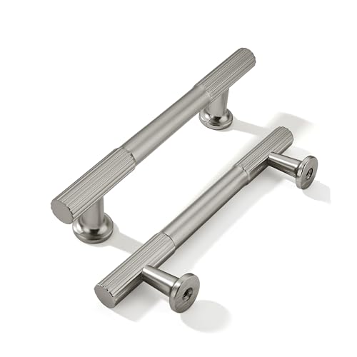 khtumeware 4 Inch(102mm) Hole Center 10 Pack Brushed Satin Nickel Cabinet Pulls Heavy Duty Soild Kitchen Drawer Handles Cabinet Hardware for Cupboard Drawer Handles Dresser Pulls