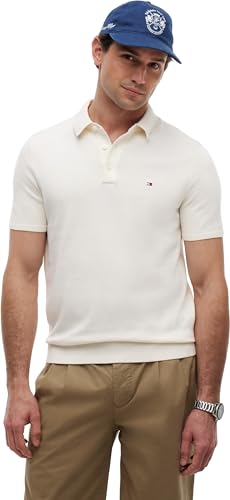 Tommy Hilfiger Polo de manga corta Hombre Essential Cotton Knitted Dick, Marfil (Ivory Petal), L