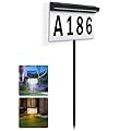 Solar Address Sign, T-SUNUS House Numbers Waterproof, 2-Color Lighting Modes LED Illuminated Address Plaque with Stakes, Outdoor In Ground Address Number for Home Yard
