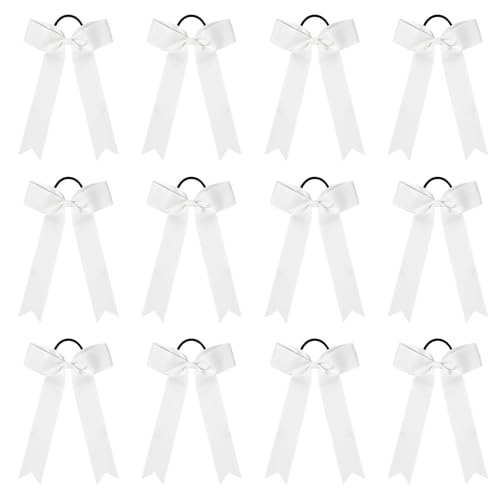 DEEKA 12 PCS Collegiate Style Long Tail Skinny Ponytail Holders -...