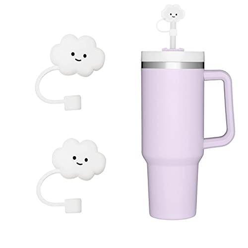 10mm Straw Cover 2pcs Cap for Stanley Cup 40 oz 30 oz Food Grade Silicone Cute Large Cloud Topper Tips Cover Protector Plugs for Tumblers Accessories