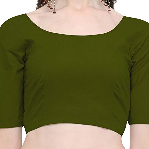 Image of Janasya Women's Plain Pure Cotton Stitched Blouse