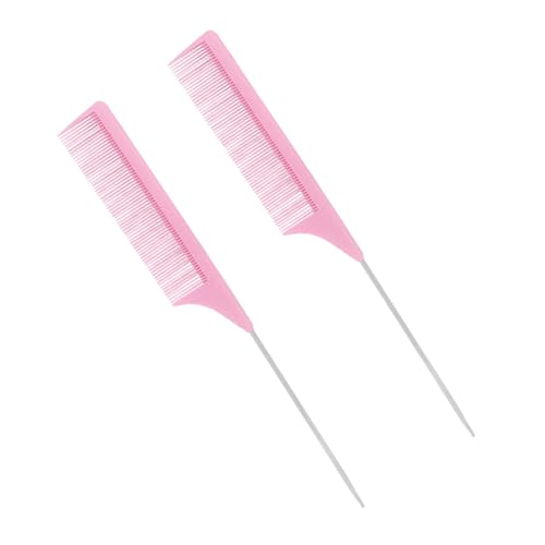 PAMINGONO 2piezas Peine De Inserción Puntiaguda De Fibra De Carbono y Acero Inoxidable Peine Cabello y De Púas Para Peinados De Peluquería y Peinados Para Cardar
