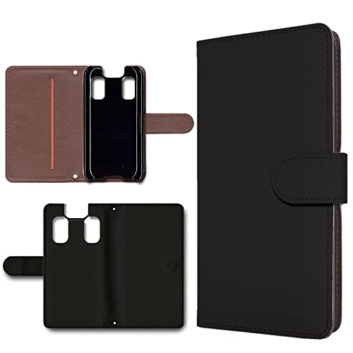 キッズケータイ KY-41C ケース ブラック 手帳型 スマホケース カメラ穴有り スマホカバー PUレザー 無地ケース 横開き 黒色 docomo ドコモ