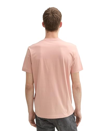 TOM TAILOR Herren Basic T-Shirt mit Print aus Baumwolle, Pale Coral, M – Ansicht 2