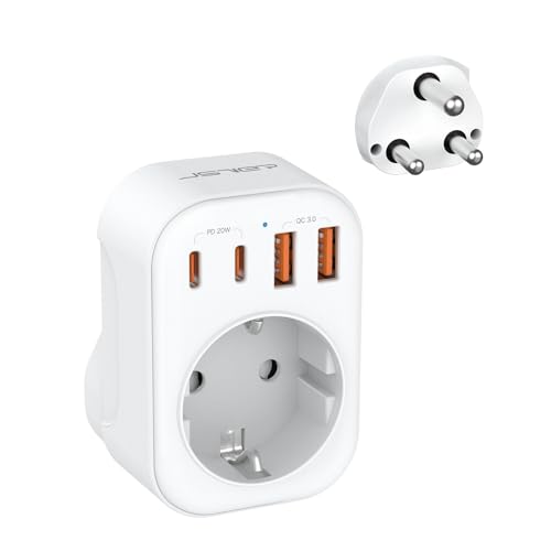 JSVER Adaptateur Prise Afrique du Sud,5 en 1 Adaptateur Voyage France vers Afrique du Sud avec 2 USB A et 2 Type C(PD 20W) Adaptateur Type M pour...