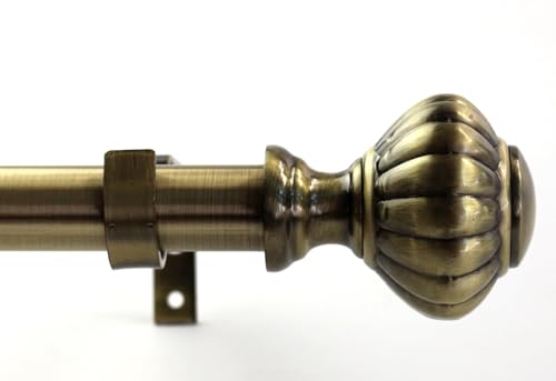 Urbanest 1-inch Diameter Doorknob Adjustable Single Drapery Curtain Rod, 48-inch to 84-inch, Antique Brass