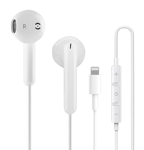 Ya en manzanajugosa.com: Auriculares Lightning In Ear con Cable Compatibles con Apple iPhone 14/14 Plus/13/12/11/8/7/X, Certificados MFi Audio HiFi Estéreo con Micrófono y Control de Volumen (Blanco)