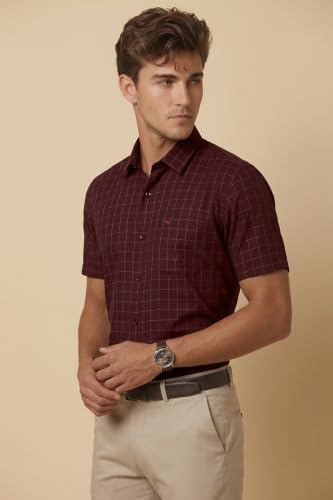 Image of Peter England Men's Half-Sleeves Checkered Regular Fit Shirt