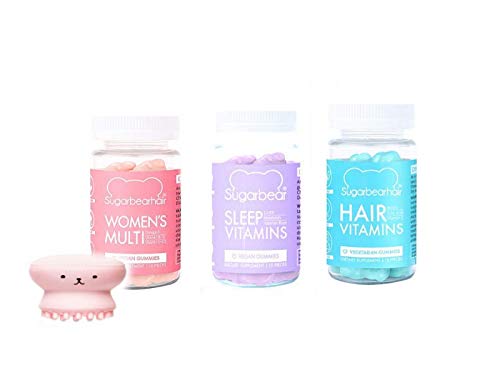 Hair Vitamins Mini Gummy Set of 3!(30 Count Total)Face Scrub Included! Vegetarian Gummy Hair Multivitamins! Formulated with Biotin, Folic Acid, and Vitamin D! No Gelatin, Dairy or Gluten!