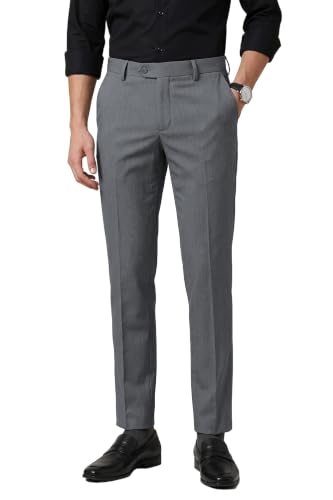 Image of Peter England Men's Slim Fit Mid Rise Solid Formal Trouser