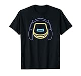 Este divertido diseño estético de vaporwave muestra a un diskman.